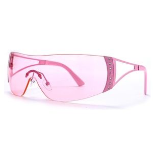 Hot Pink Barbie Lens Wrap Around Y2K Women Pretty Futuristic​ Shield Sunglasses
